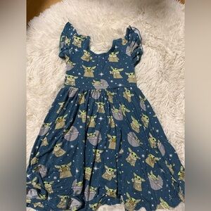 Little Sleepies Blue Dress with Green Character Print